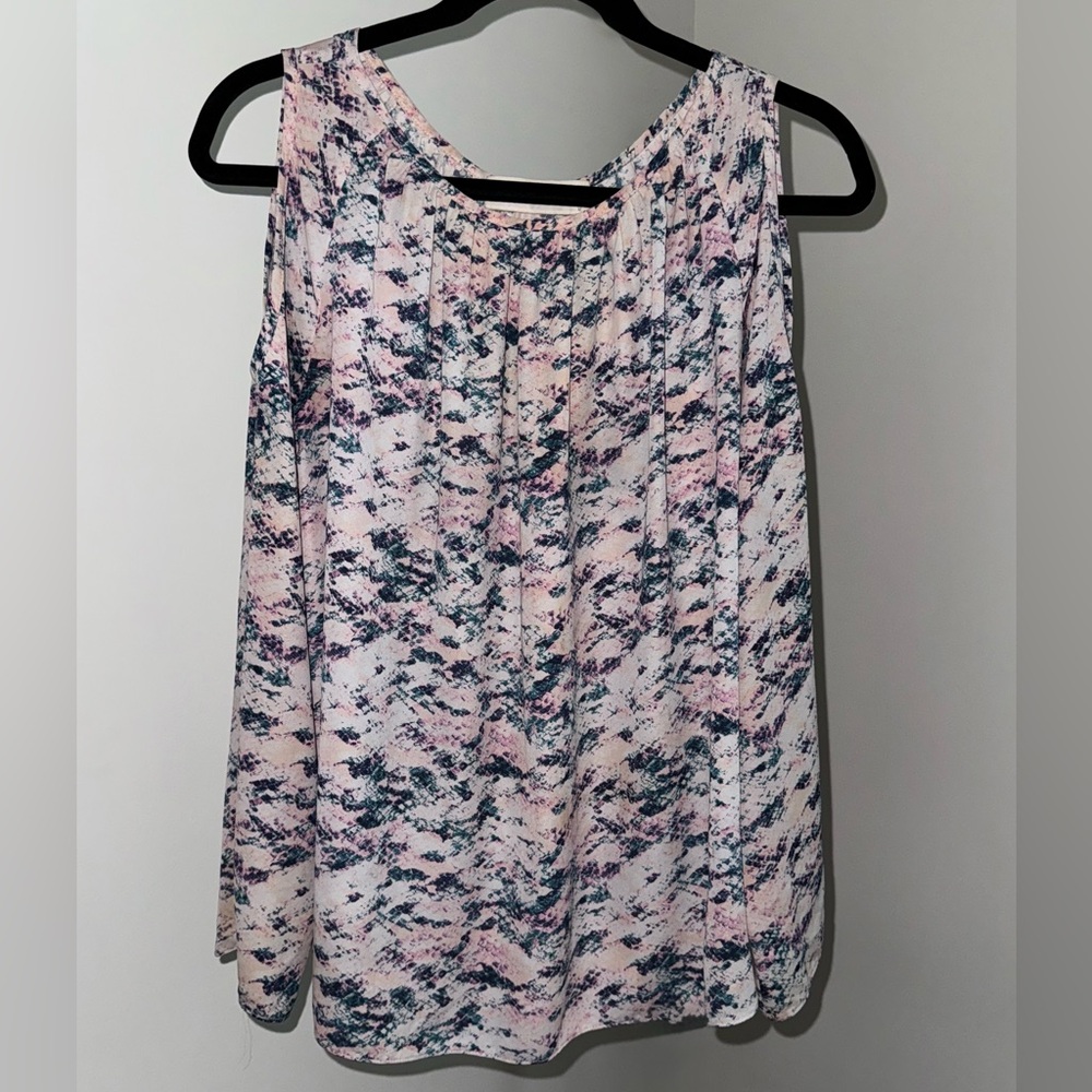 Amanda Uprichard Cold Shoulder Long Sleeve Blouse – Abstract Print, Size M